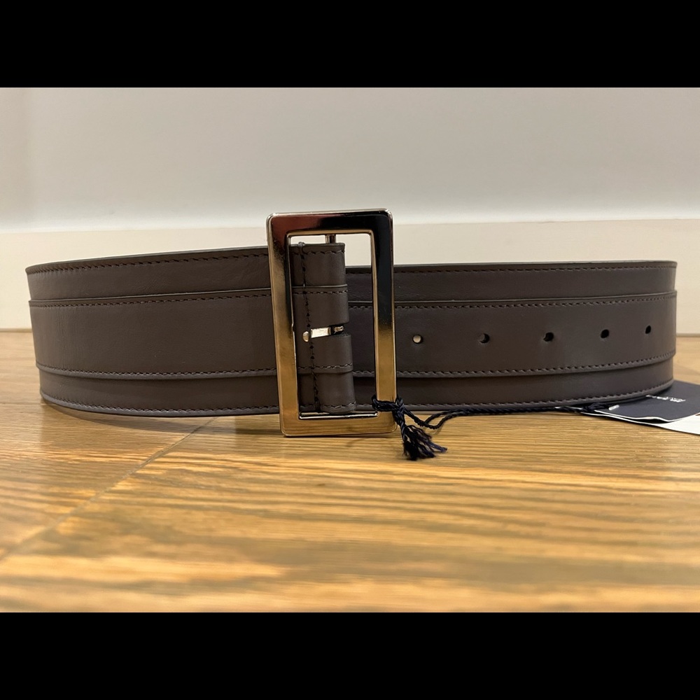 NWT Jil Sander Grey Leather Wide Belt